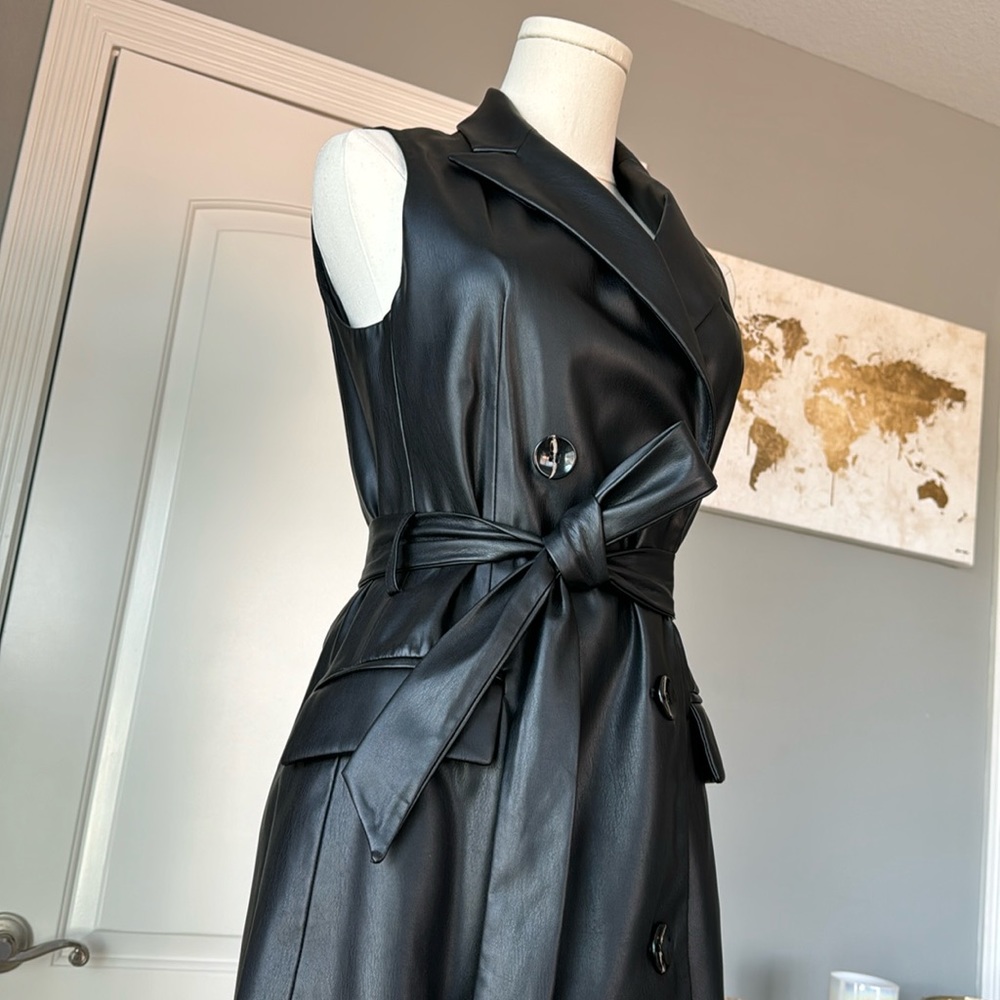 ZARA Faux Leather Tie Waist Dress/Vest - Picture 5 of 7